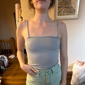 Women’s Topshop size 4 grey spaghetti strap body suit